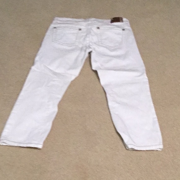 SUPPLIES White Crop Pants With Tan Stitching. Only worn a few times. Size 6. - Picture 2 of 4